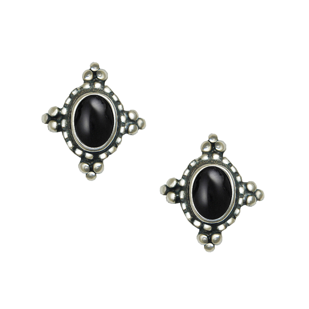 Sterling Silver Little Black Onyx Post Stud Earrings